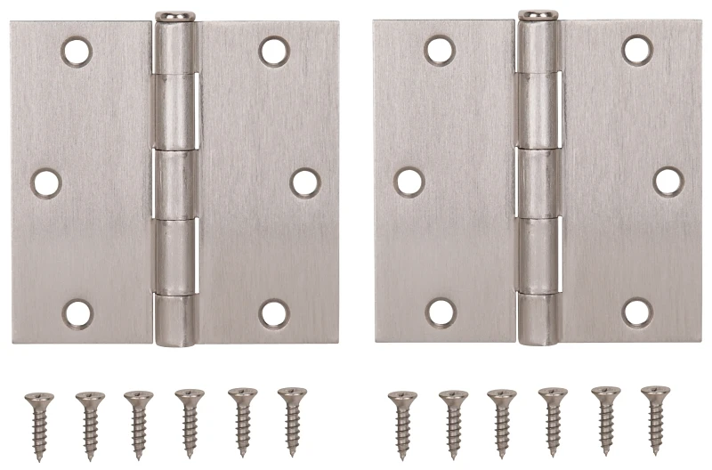 3.5 X 3.5 Inch Satin Nickel Door Hinge - Thick Leaf Steel