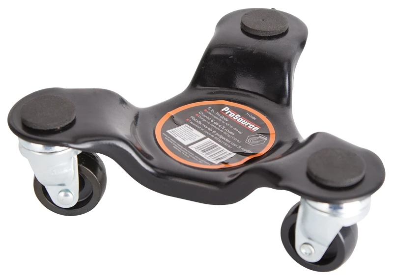 3-wheel Furniture Dolly, 130 Lb Capacity, 6 In Steel Frame, Black