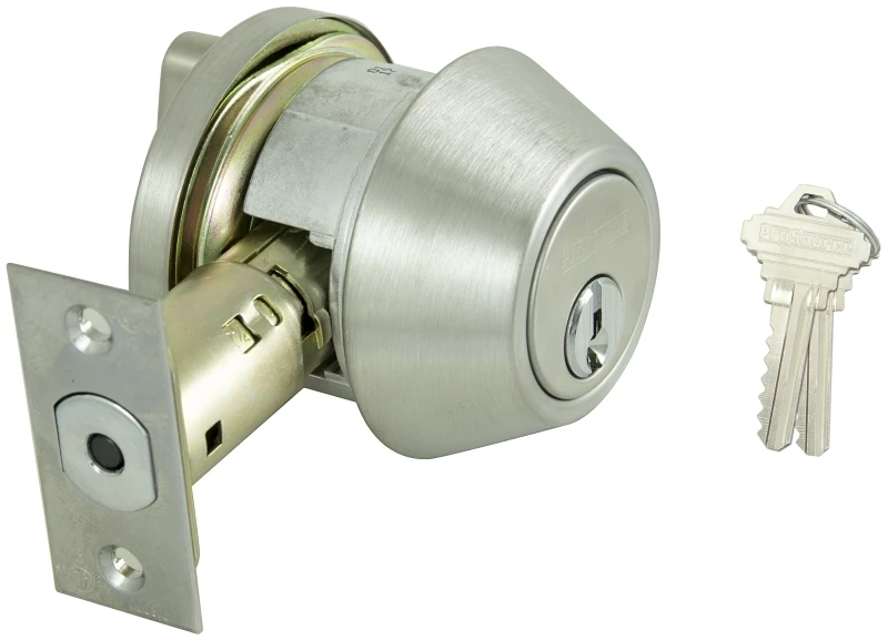 D761v-ps Single Cylinder Deadbolt Grade 2 Satin Finish With 2 Keys