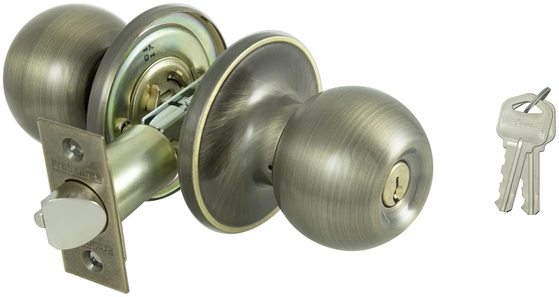 T3800v-ps Entry T3 Tubular Anti Brass Knobset, Adjustable Latch Bolt