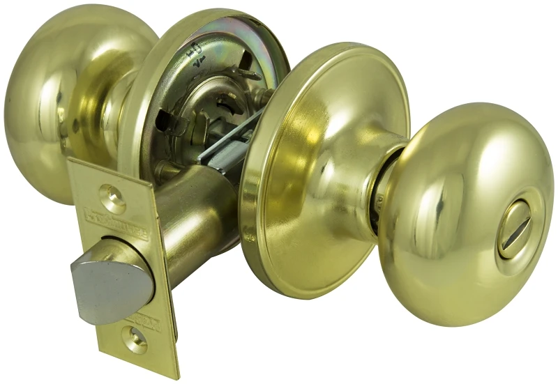 Tf710v-ps Privacy Door Knob Lockset, Steel, Polished Brass Finish