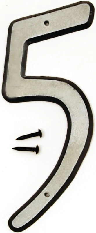 4 In. Reflective White Plastic House Number Five - Model 30605