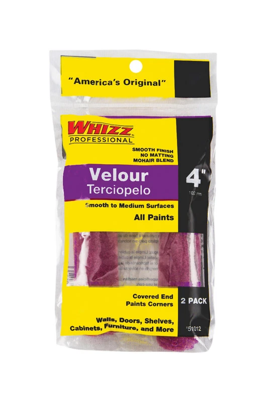 Purple Velour 4 In. X 3/16 In. Mini Roller Cover (2-pack) For Smooth Surfaces
