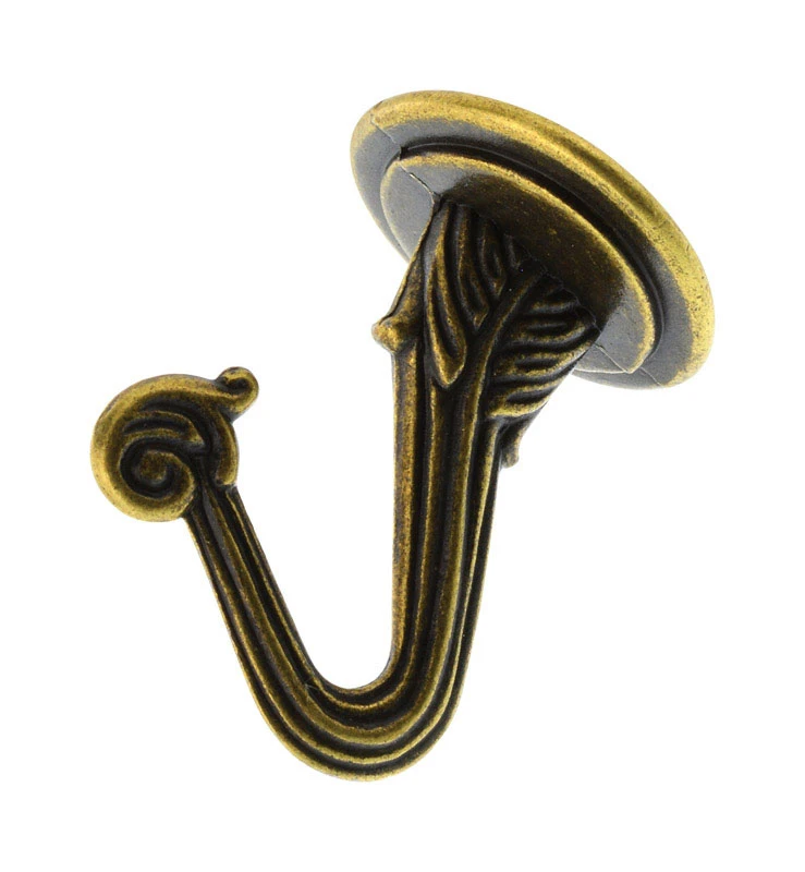 Medium Antique Brass Steel 1-1/2 In. L Swag Hook 30 Lb 2 Pk