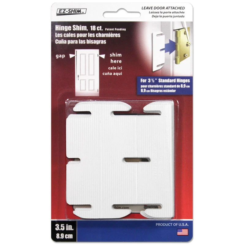 EZ Shim HS350BP Hinge Shim, 3.5 in L x 1.1 in W x 0.062 in Thick Dimensions, Plastic