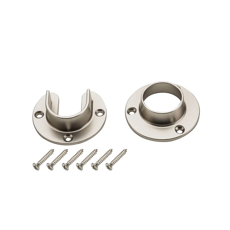 Closet Rod Pole Socket Set, Heavy-Duty, Satin Nickel, Pr.