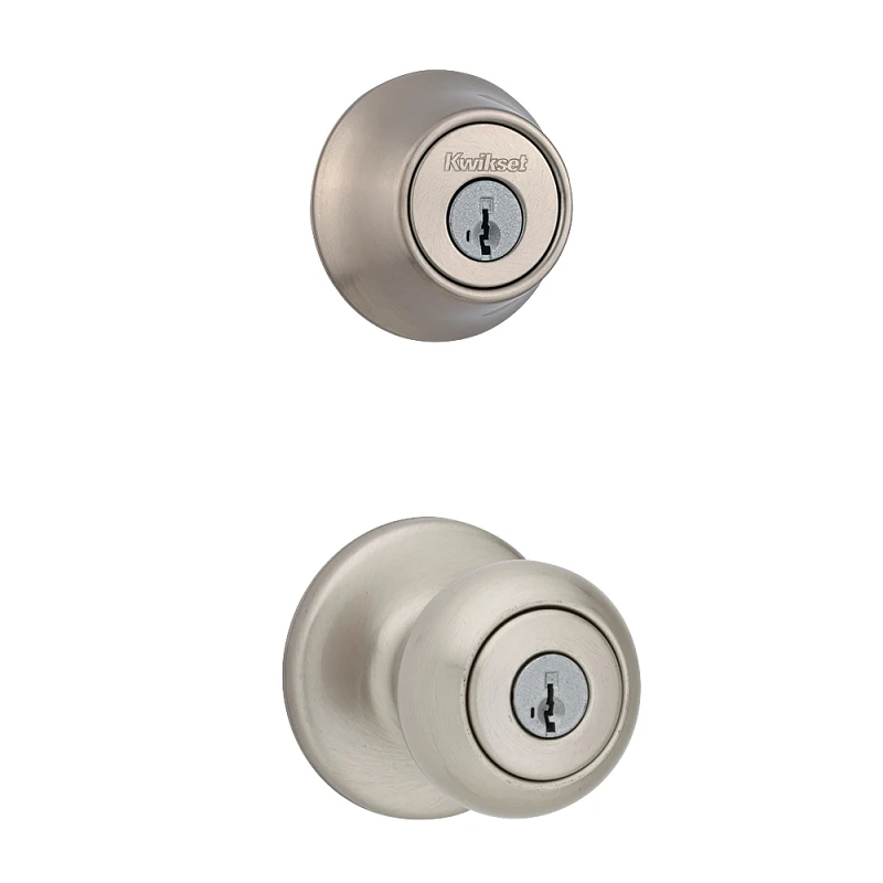 Kwikset 96900-424 Entry Knob and Single Cylinder Deadbolt, Knob Handle, Classic, Colonial, Traditional Design