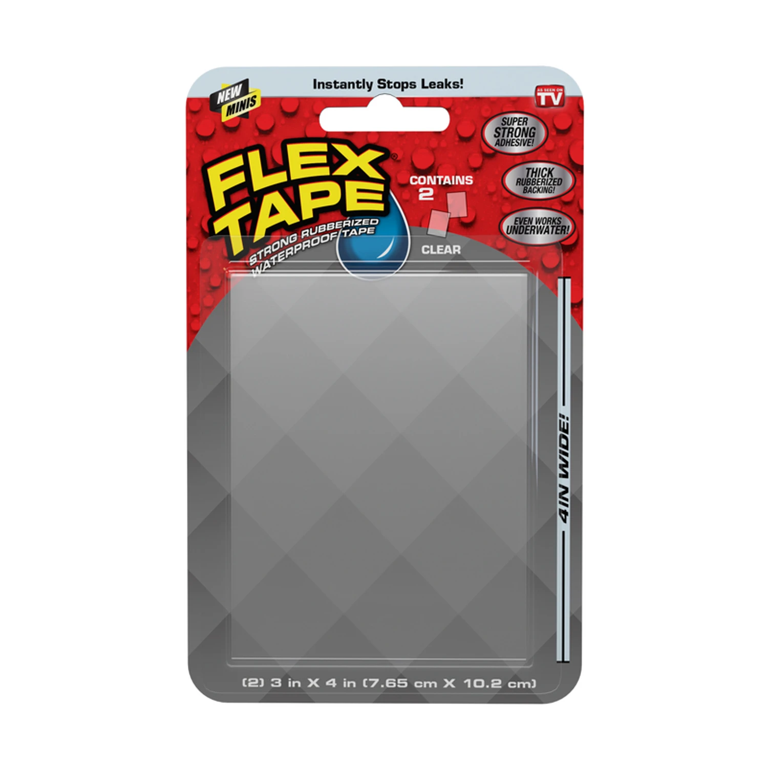 Flex Seal TFSCLRMINI Flex Tape, 4 in L, 3 in W, Clear