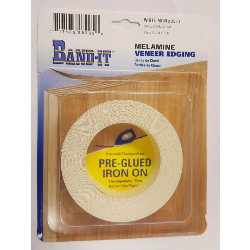 White Melamine Iron-on Edgebanding, 7/8 x 25 Ft.