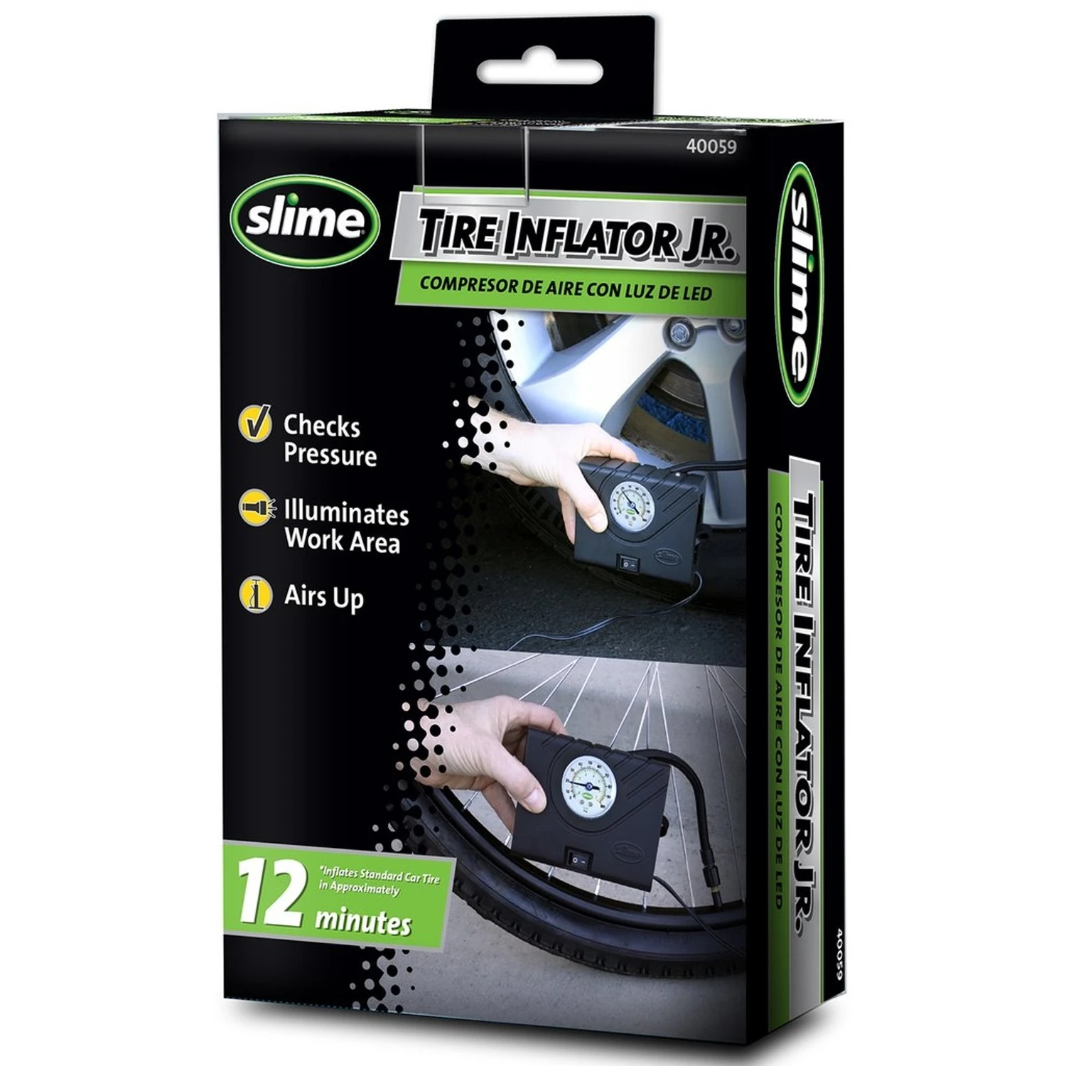 Tire Inflator + LED Light, 12-Volt