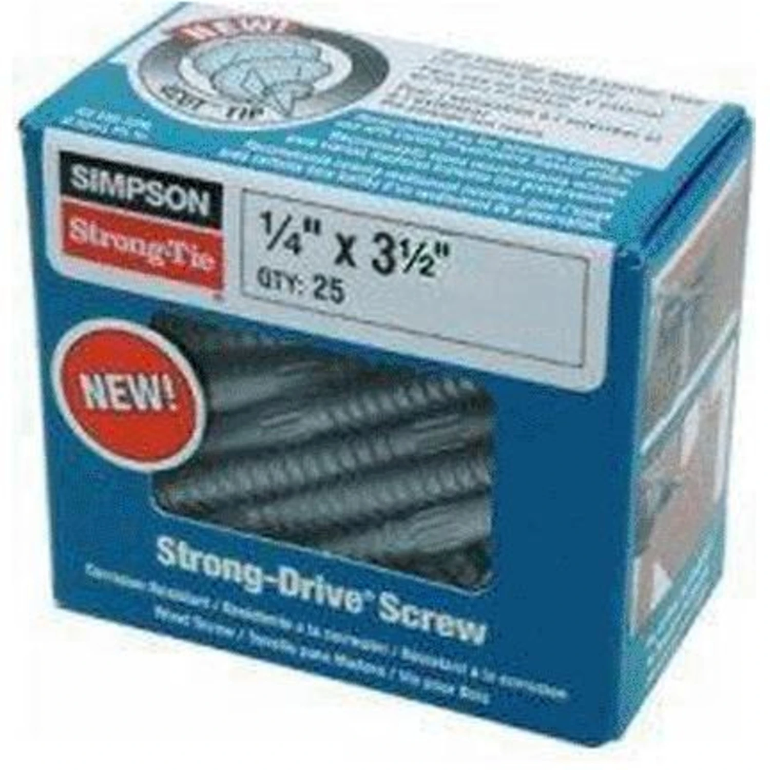SDS Connector Screw, 1/4 x 3-1/2 In., 25-Pk.