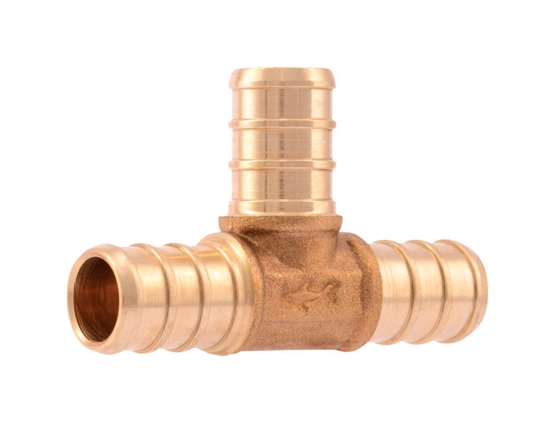 SharkBite UC362LFA10 Pipe Tee, 1/2 in, Barb x Crimp, PEX-A, PEX-B, Brass, 33 to 200 psi Pressure