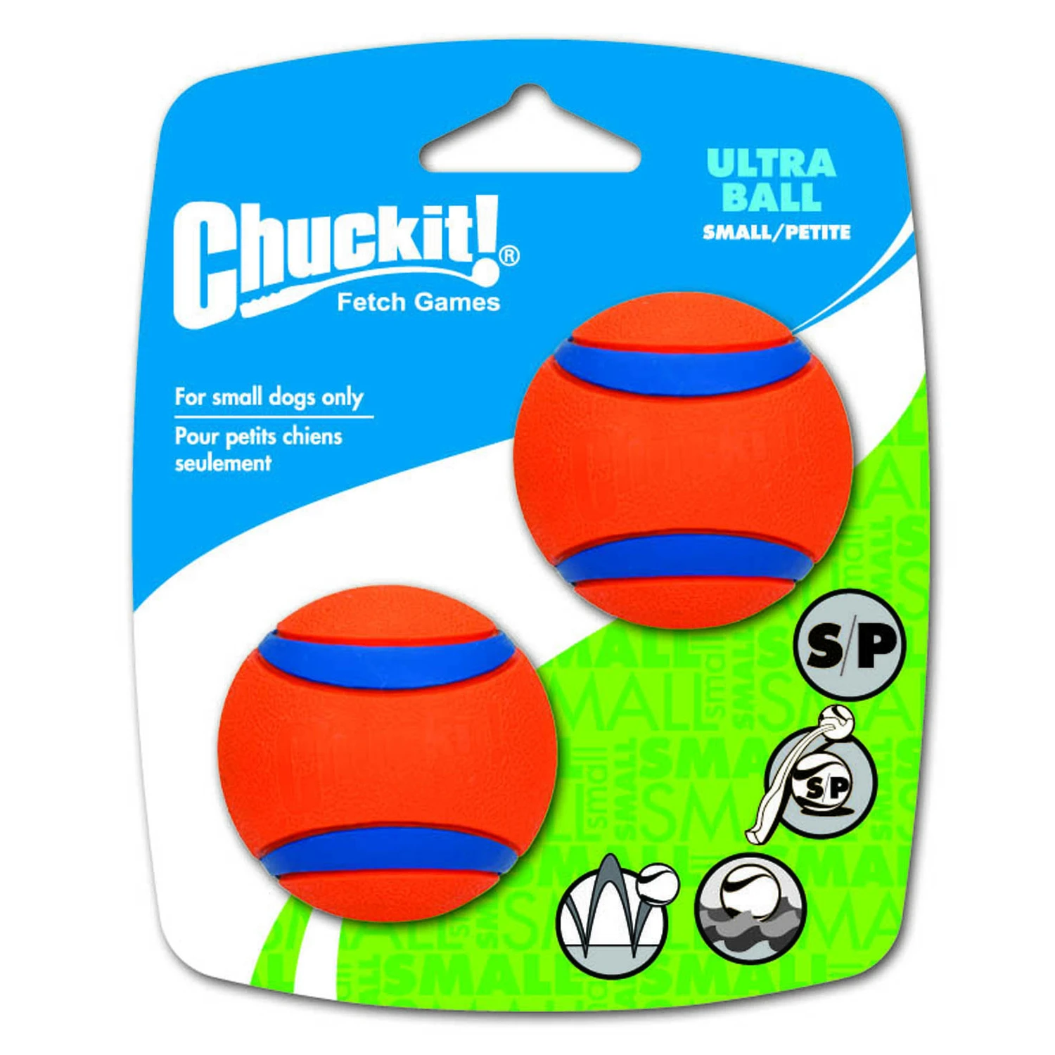 Chuckit! 17020 Dog Toy, S, Ball Toy, Rubber, Blue/Orange