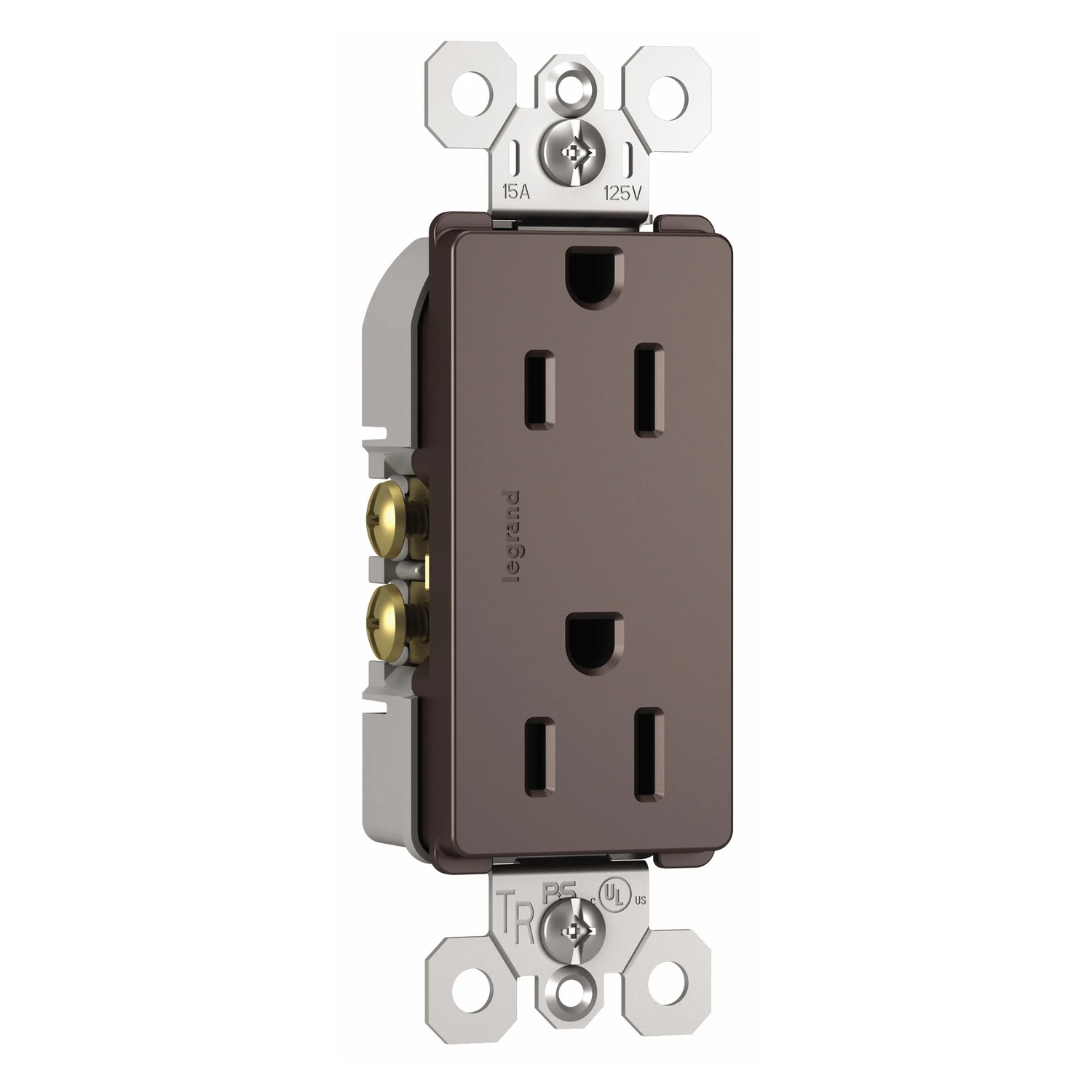 Legrand radiant 885TRDBCC12 Tamper-Resistant Receptacle, 15 A, 125 V, Side Wiring, NEMA 5-15R, NEMA: 5-15R