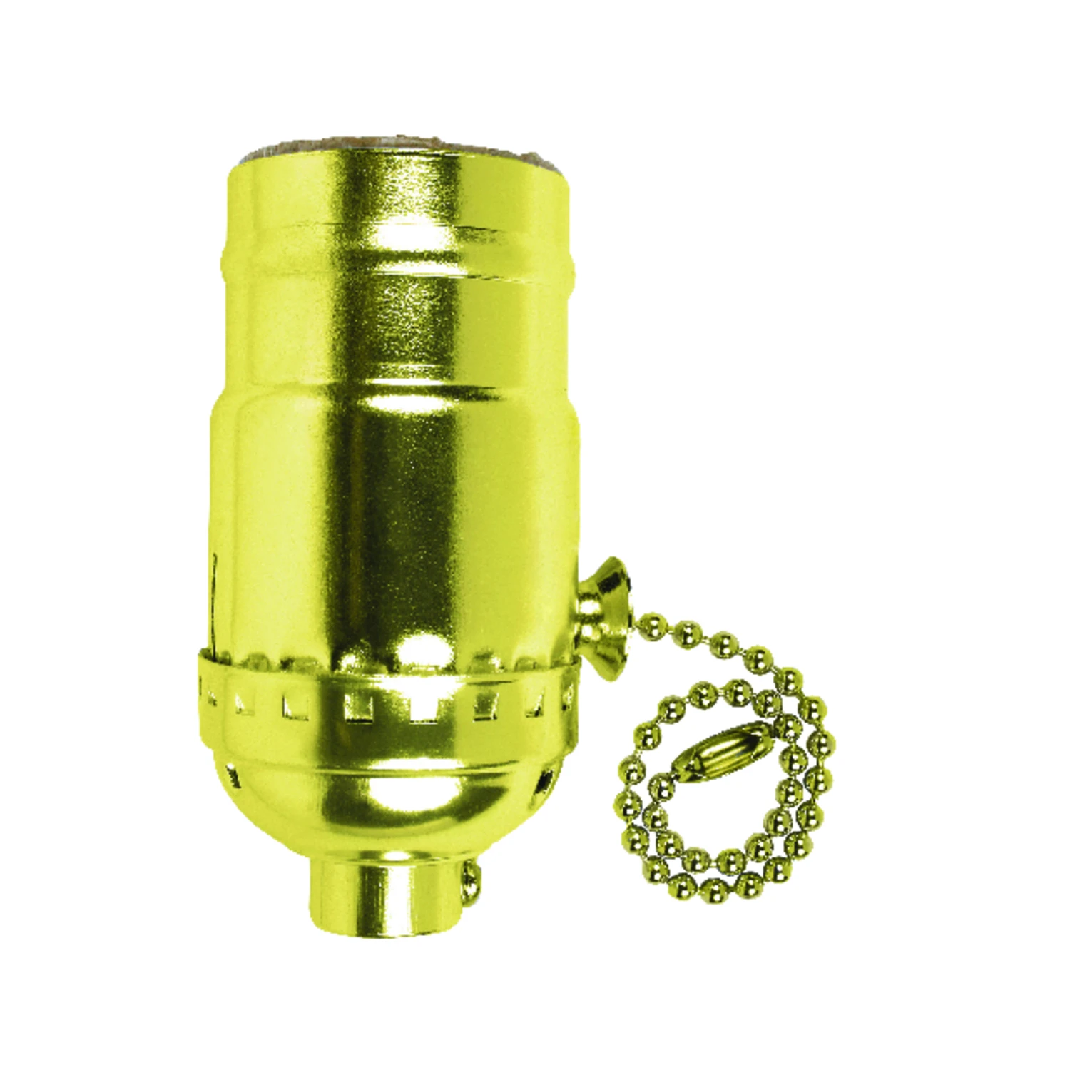 Jandorf 60411 Pull Chain Lamp Socket, 3-Way, 250 V, 250 W, Brass Housing Material, Yellow