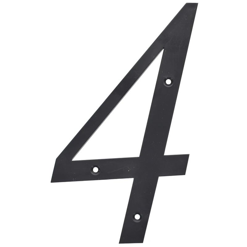 5028814 6 in. Number 4 Reflective Plastic Nail-On House Number, Black - Pack of 3