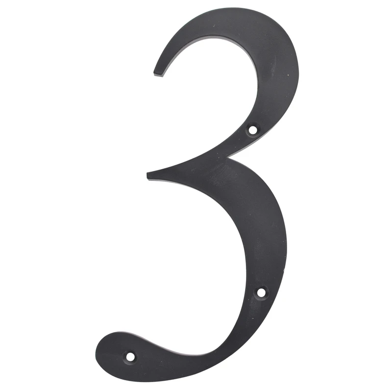 5028807 6 in. Number 3 Reflective Plastic Nail-On House Number, Black - Pack of 3