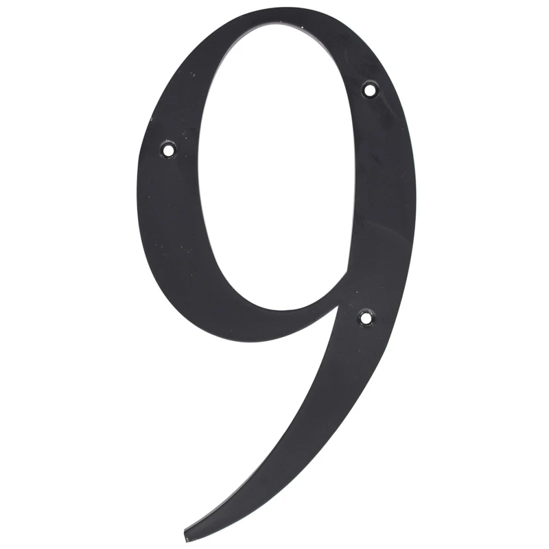 5028799 6 in. Number 9 Reflective Plastic Nail-On House Number, Black - Pack of 3