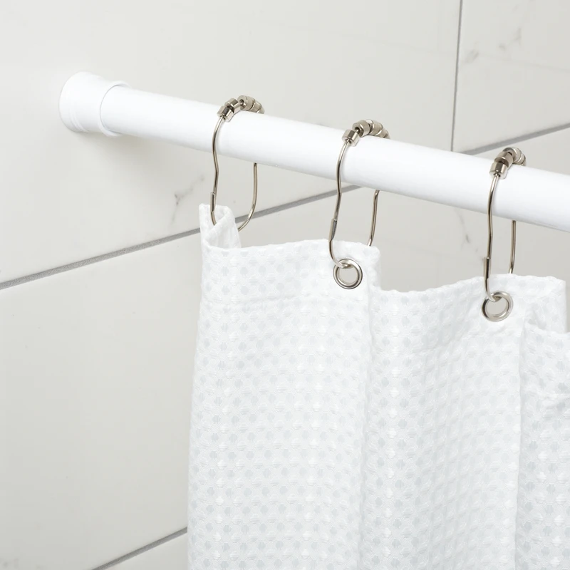 Adjustable Tension Shower Rod 52 In. To 86 In. White Aluminum
