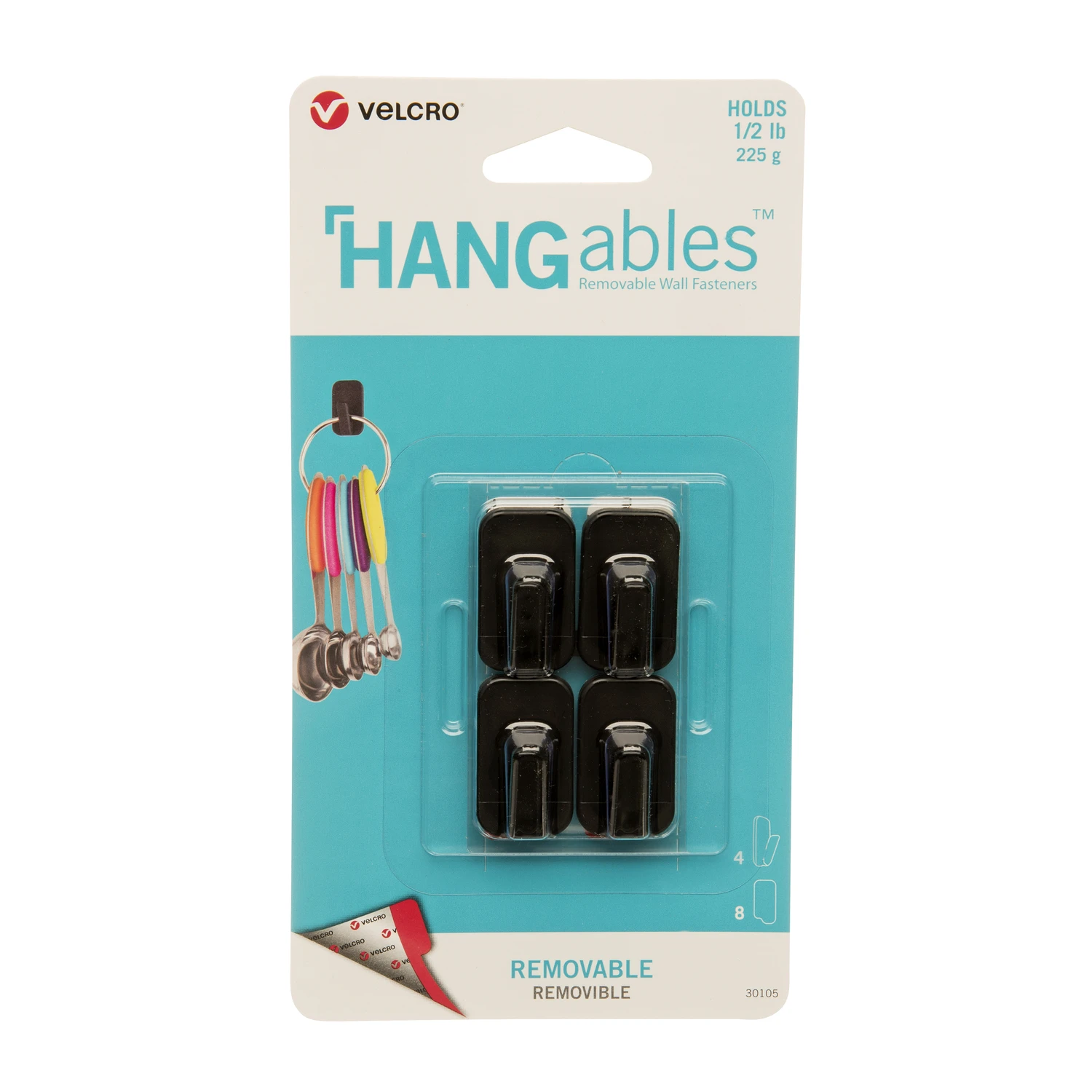 HOOK WALL ADHESV MICRO BLK 4CT