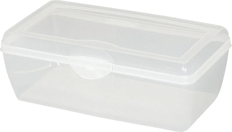 Flip Top Storage Box, Clear, Large, 4.5 x 13-In.