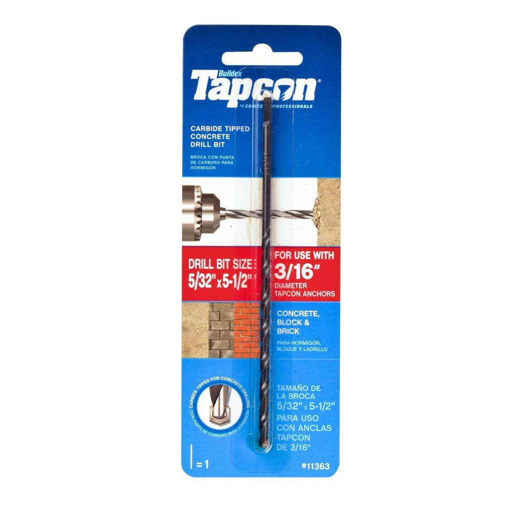 Concrete Drill Bit, Carbide, 5/32 x 5-1/2 In.