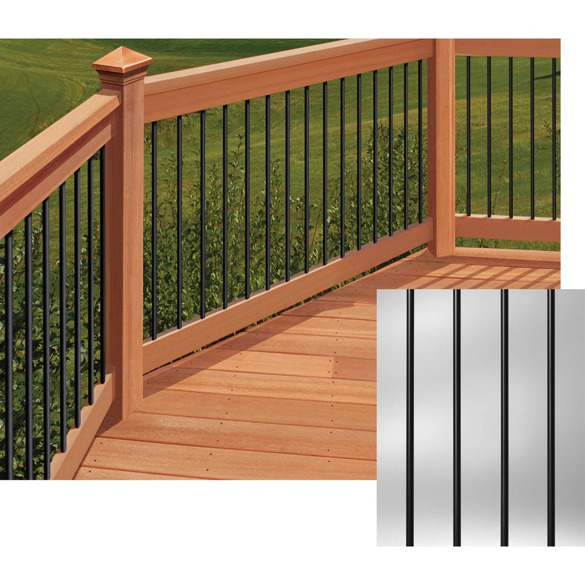 32 In. Black Aluminum Classic Baluster (10-pack) - Model 74719, 3/4 In. Dia