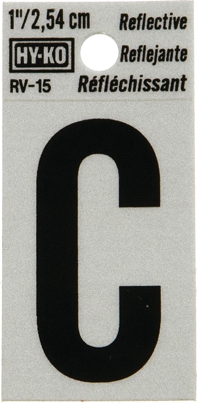 1 In. Reflective Black Vinyl Self-adhesive Letter C