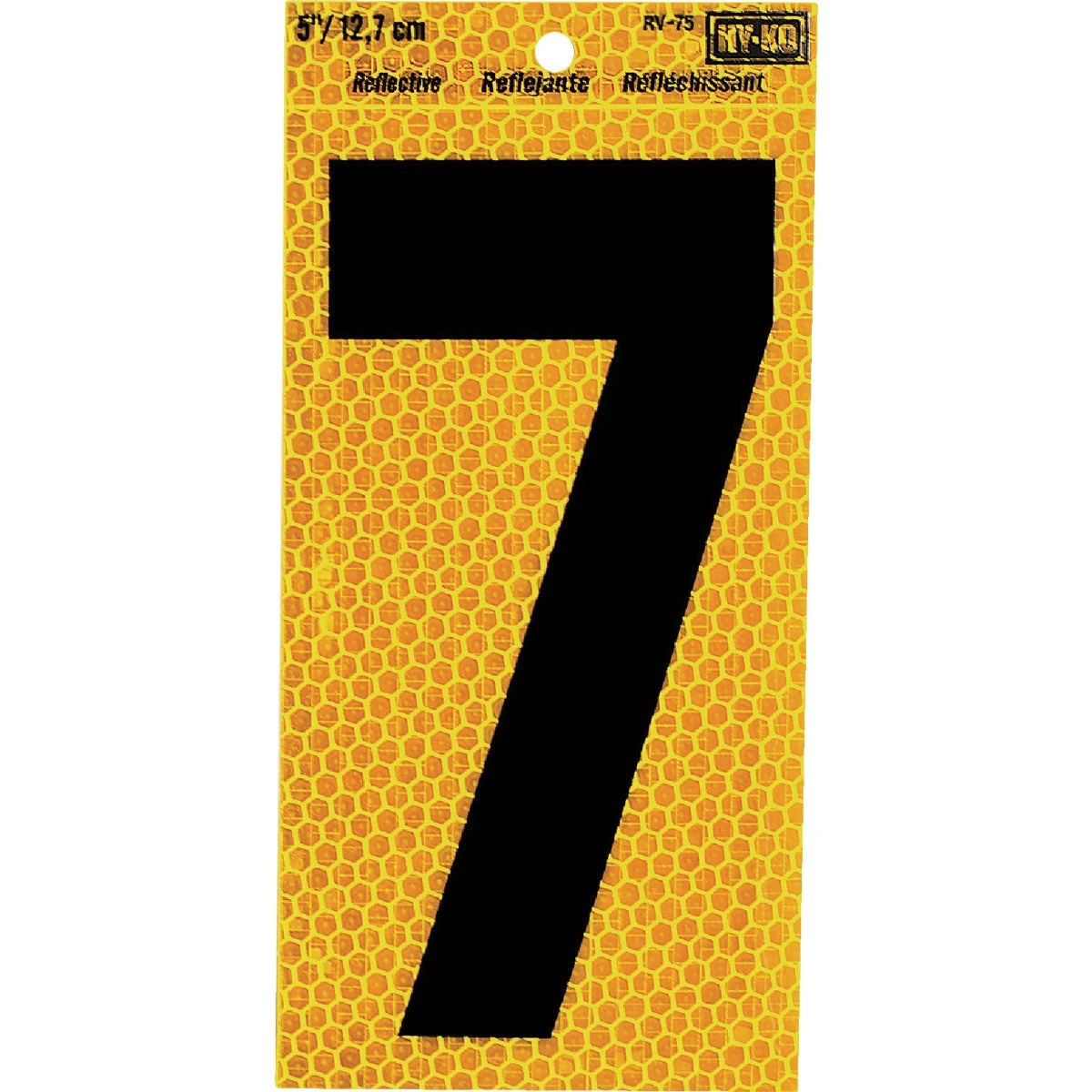 Address Number 7, Reflective Yellow & Black Vinyl, 5-In.