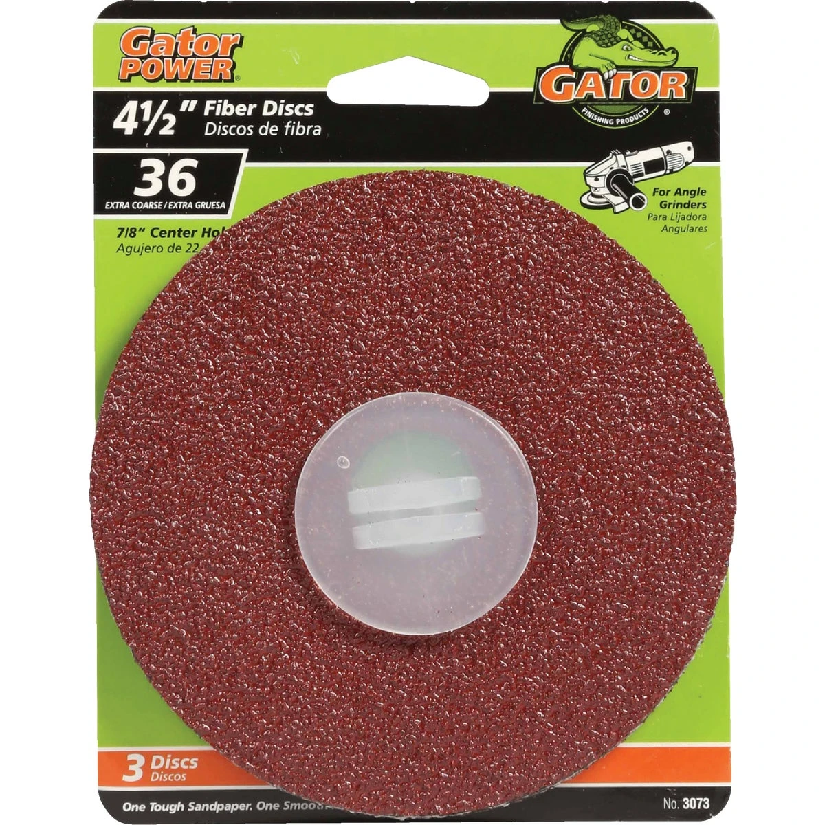 Gator 3073 Fiber Disc, 4-1/2 in Dia, 36 Grit, Extra Coarse, Aluminum Oxide Abrasive, Fiber Backing