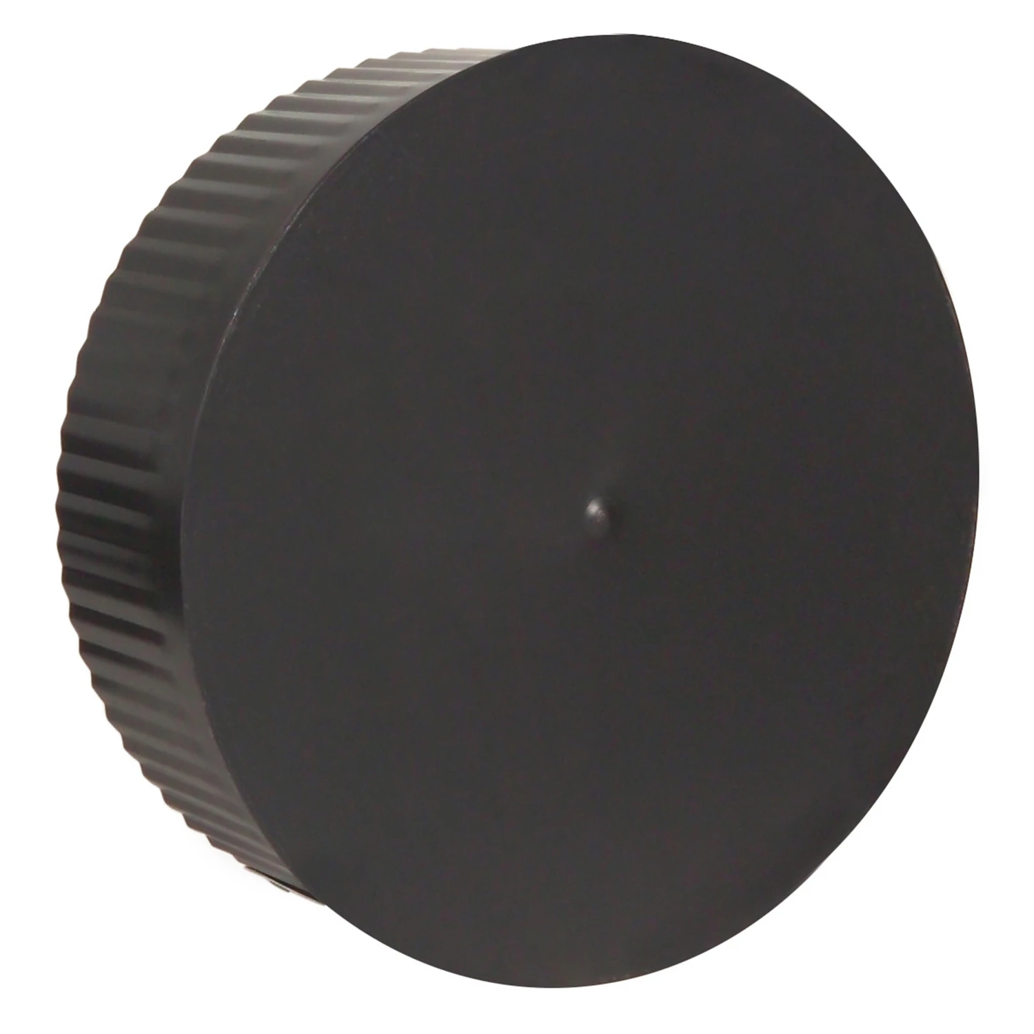 Black Stove Pipe Clean Out Tee Cap With Crimp, 24 Gauge, 6 In.