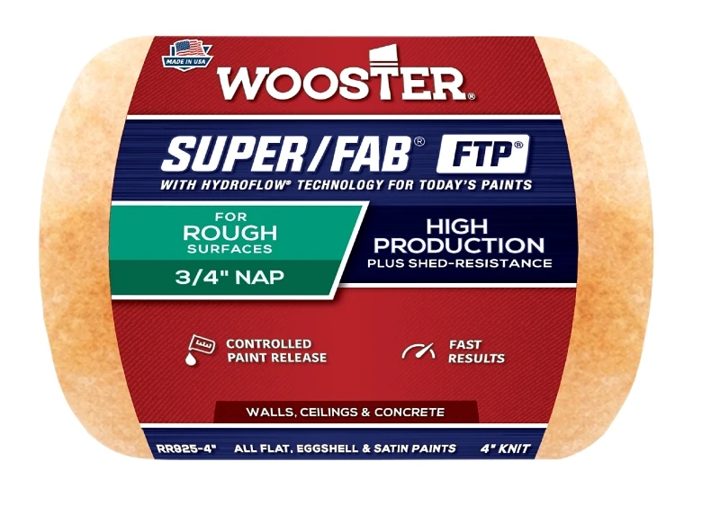 Super/fab Ftp 4 In. X 3/4 In. Synthetic Blend Roller Cover, 1 Pk, Shed-resistant