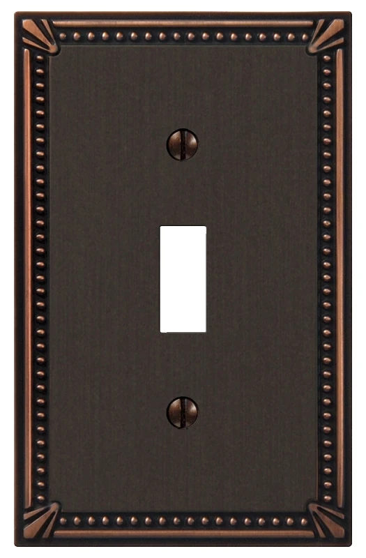 Imperial Bead Aged Bronze 1-gang Die-cast Metal Toggle Wall Plate, Model 74tdb