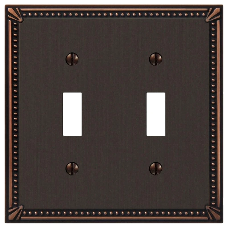 Imperial Bead Aged Bronze 2-gang Die-cast Metal Toggle Wall Plate, 1 Pk