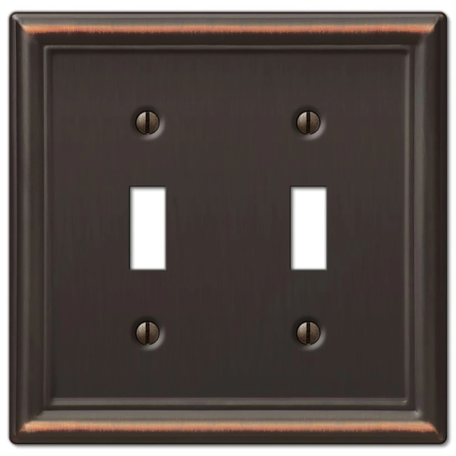 Amerelle Chelsea Series 149TTDB Wallplate, 4.9 in L, 4.9 in W, 2-Gang, Steel, Aged Bronze