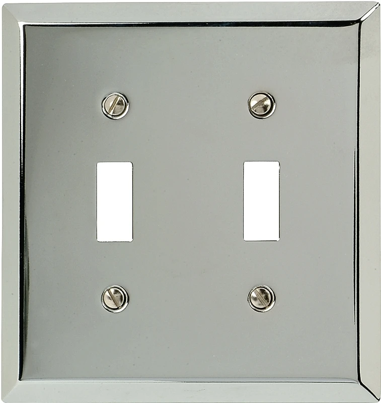 Amerelle 161TT Wallplate, 4-15/16 in L, 4-9/16 in W, 2-Gang, Steel, Polished Chrome