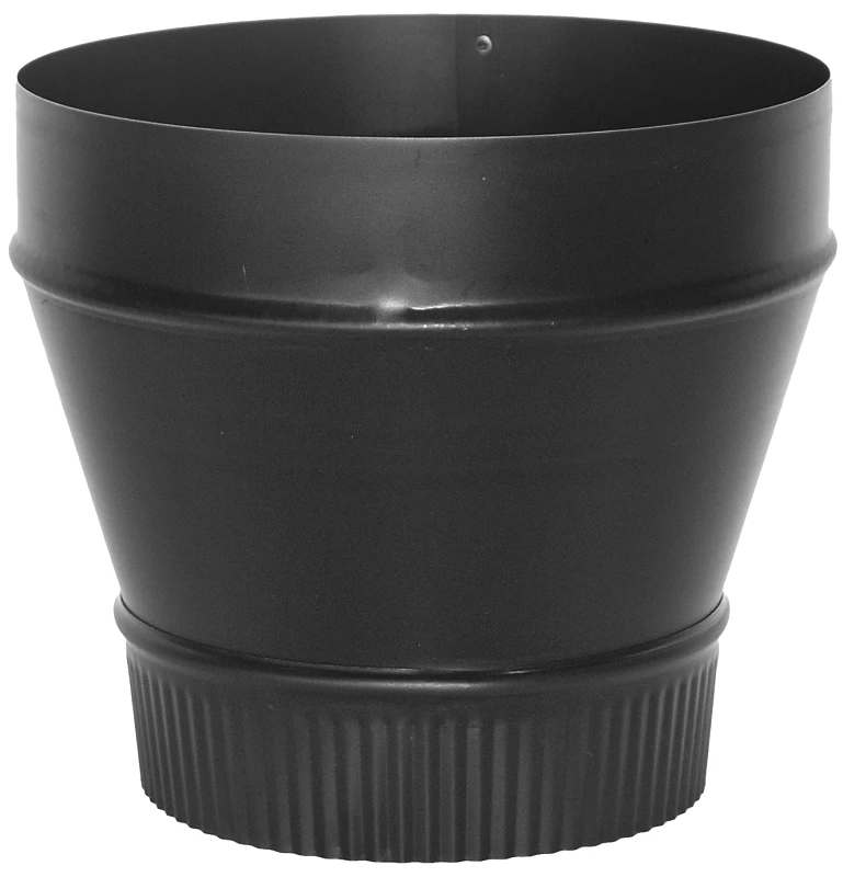 Black Stove Pipe Flue Reducer, 24 Gauge, 8 x 6 In.