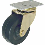 2-inch Black Soft Rubber Wheel Caster With Brass Finish, 2-pk, 88 Lb Capacity