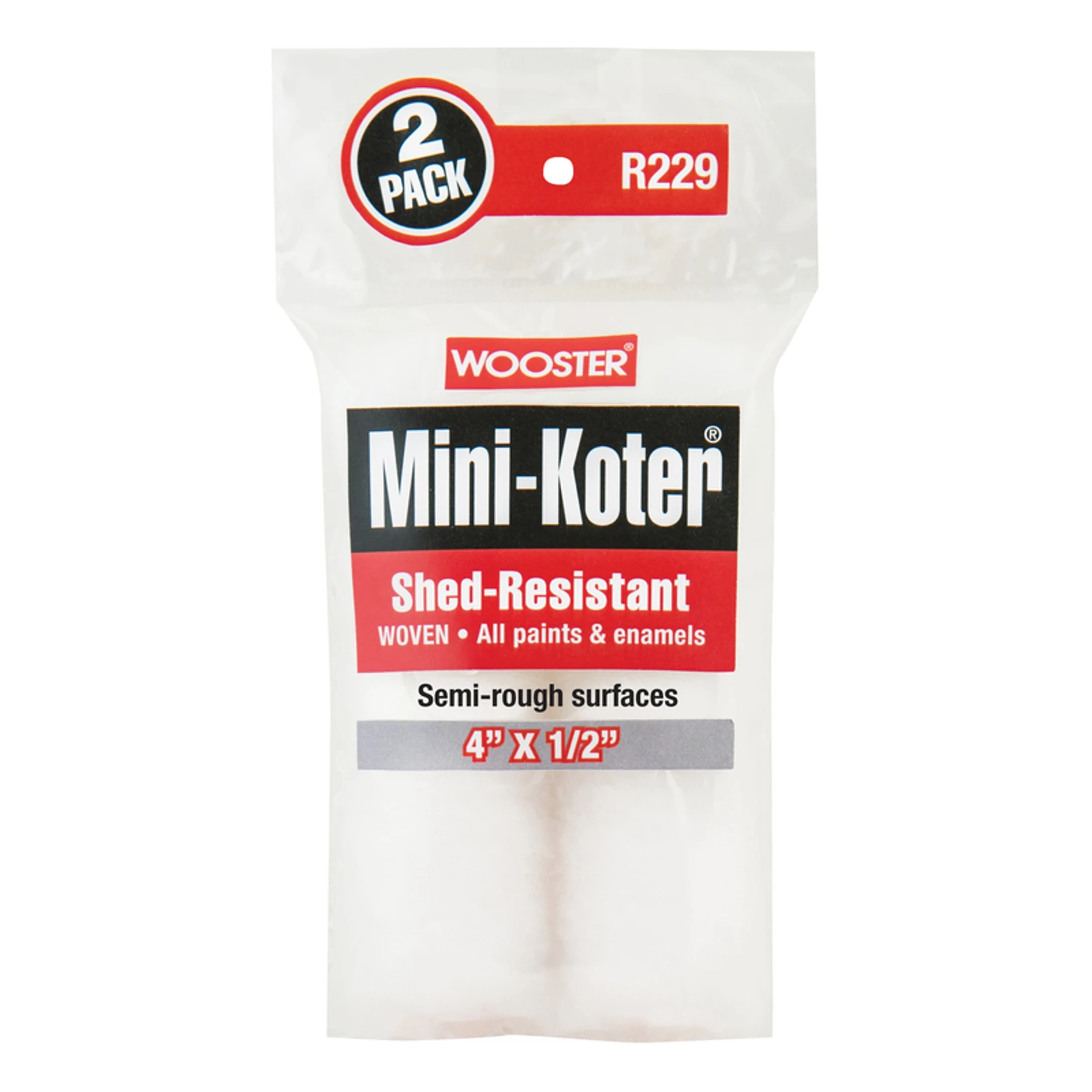 Mini-koter 4 In. W X 1/2 In. Fabric Roller Cover, Shed Resistant, 2 Pk
