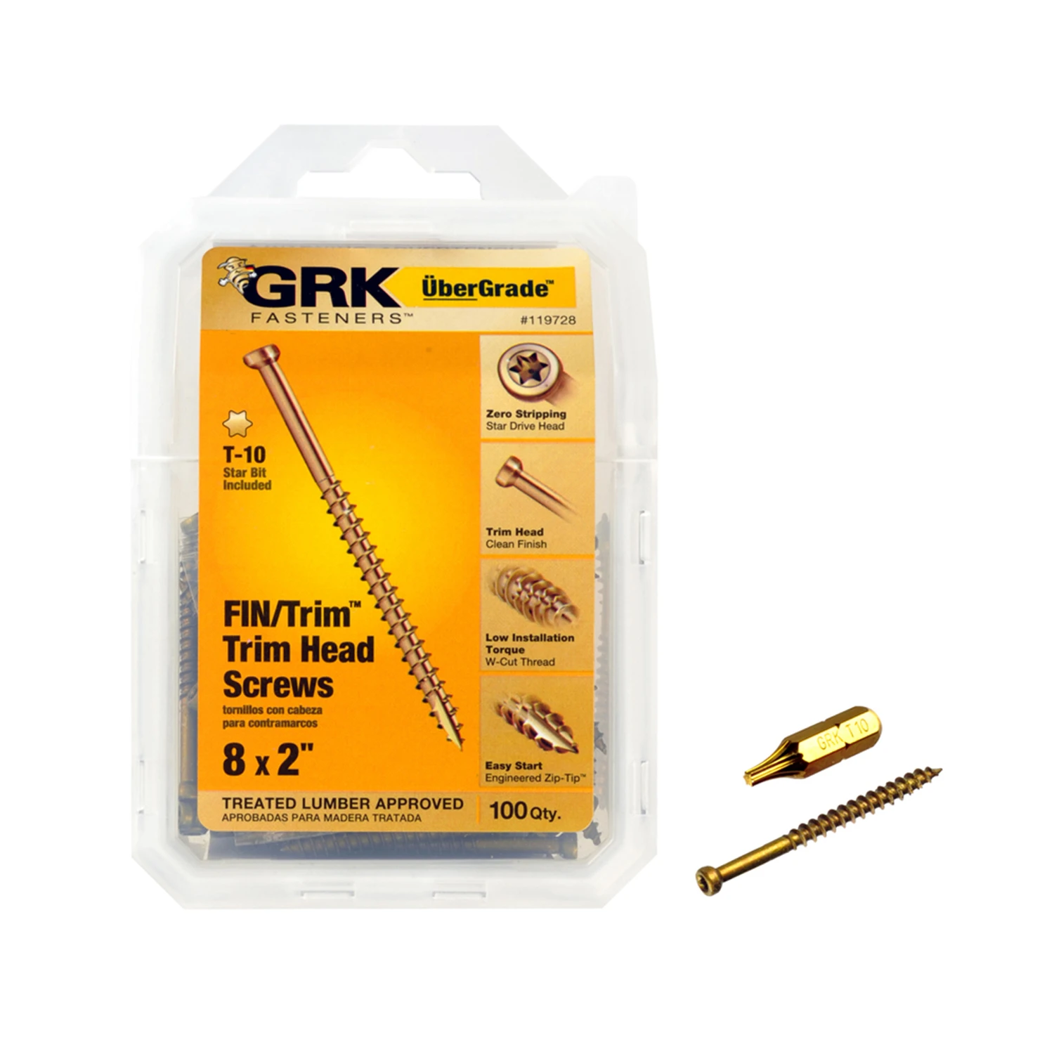 Ubergrade No. 8 X 2 In. L Star Trim Screws 100 Pk - Self Drilling