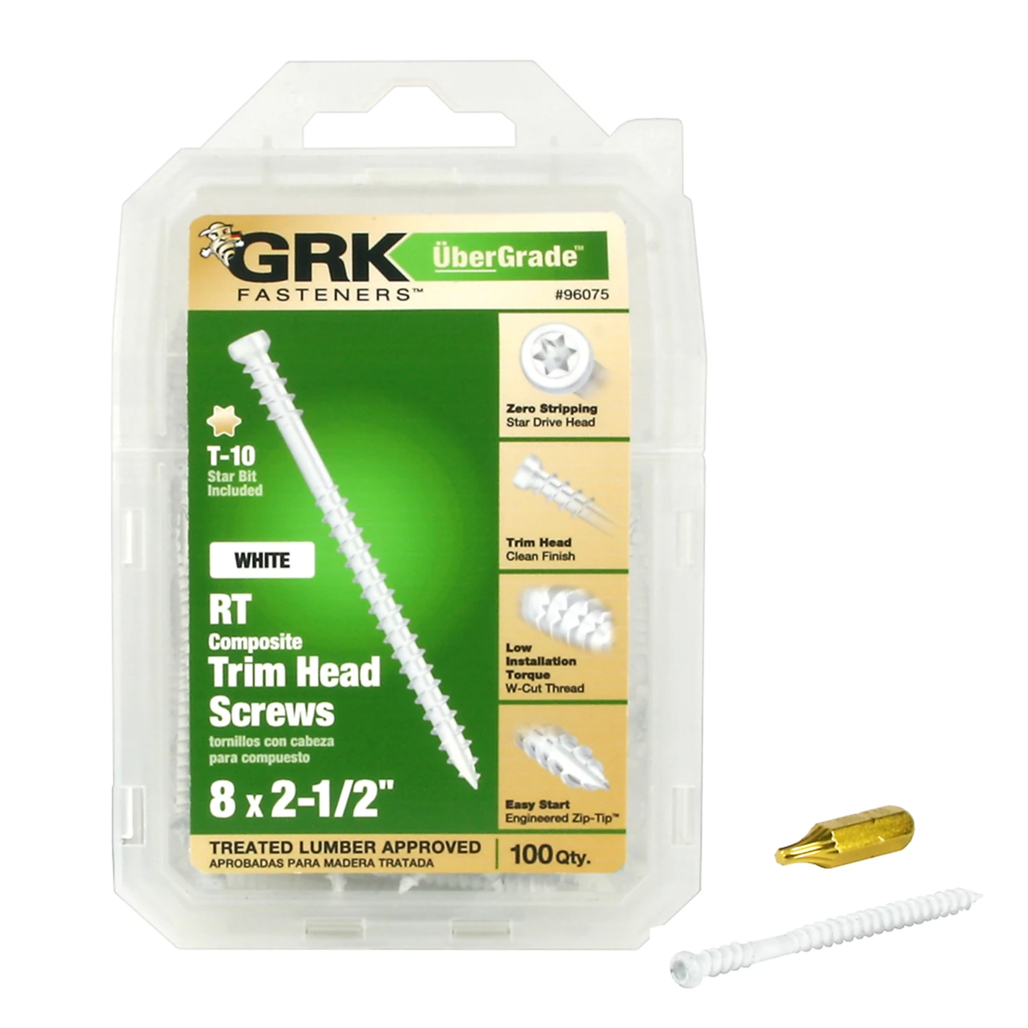 Ubergrade No. 8 X 2-1/2 In. L Star Trim Head Screws 100 Pk