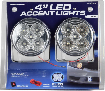 LED Daytime Running Accent Lights, Round, 4-In., 2-Pk.