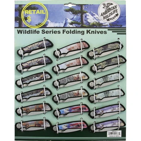 18-piece American Wildlife Linerlock Knife Set With Display