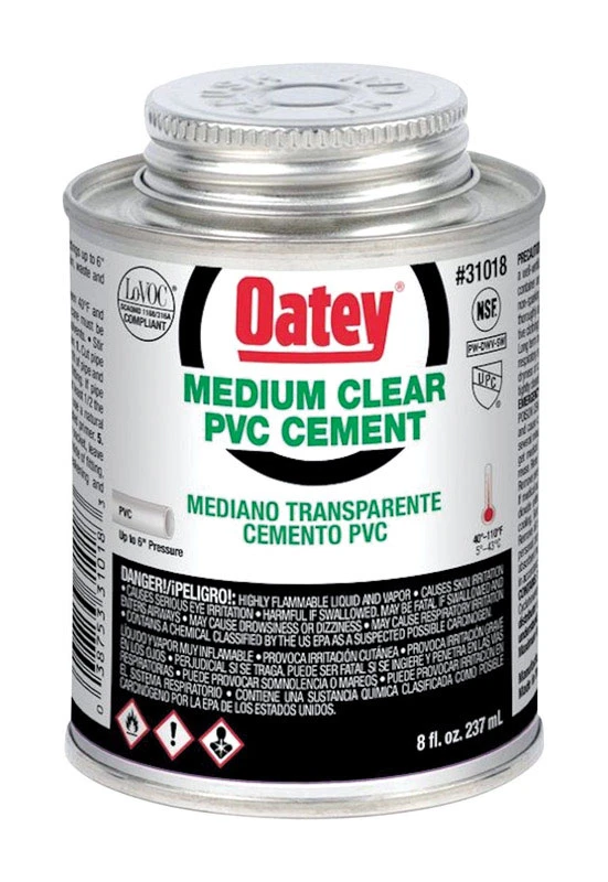 8 Oz Clear Medium Bodied Pvc Cement For Pipe Applications