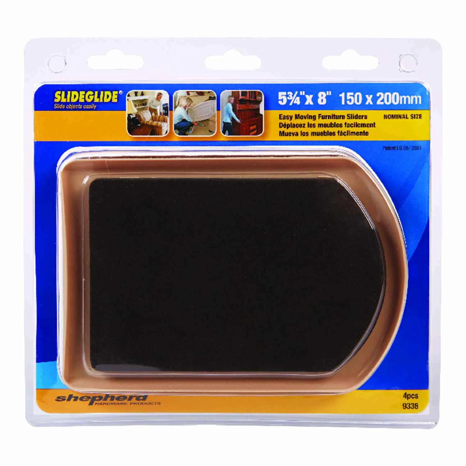 Beige/black Plastic Slide Glides 4 Pk, 5-3/4 In. W X 8 In. L, Model 9338