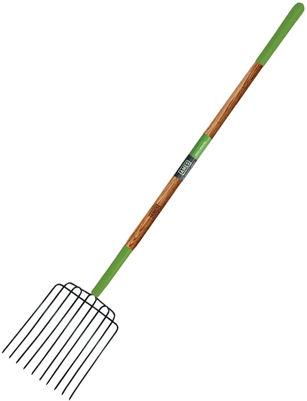 61 In. Welded Bedding Fork With 10 Steel Tines And Hardwood Handle