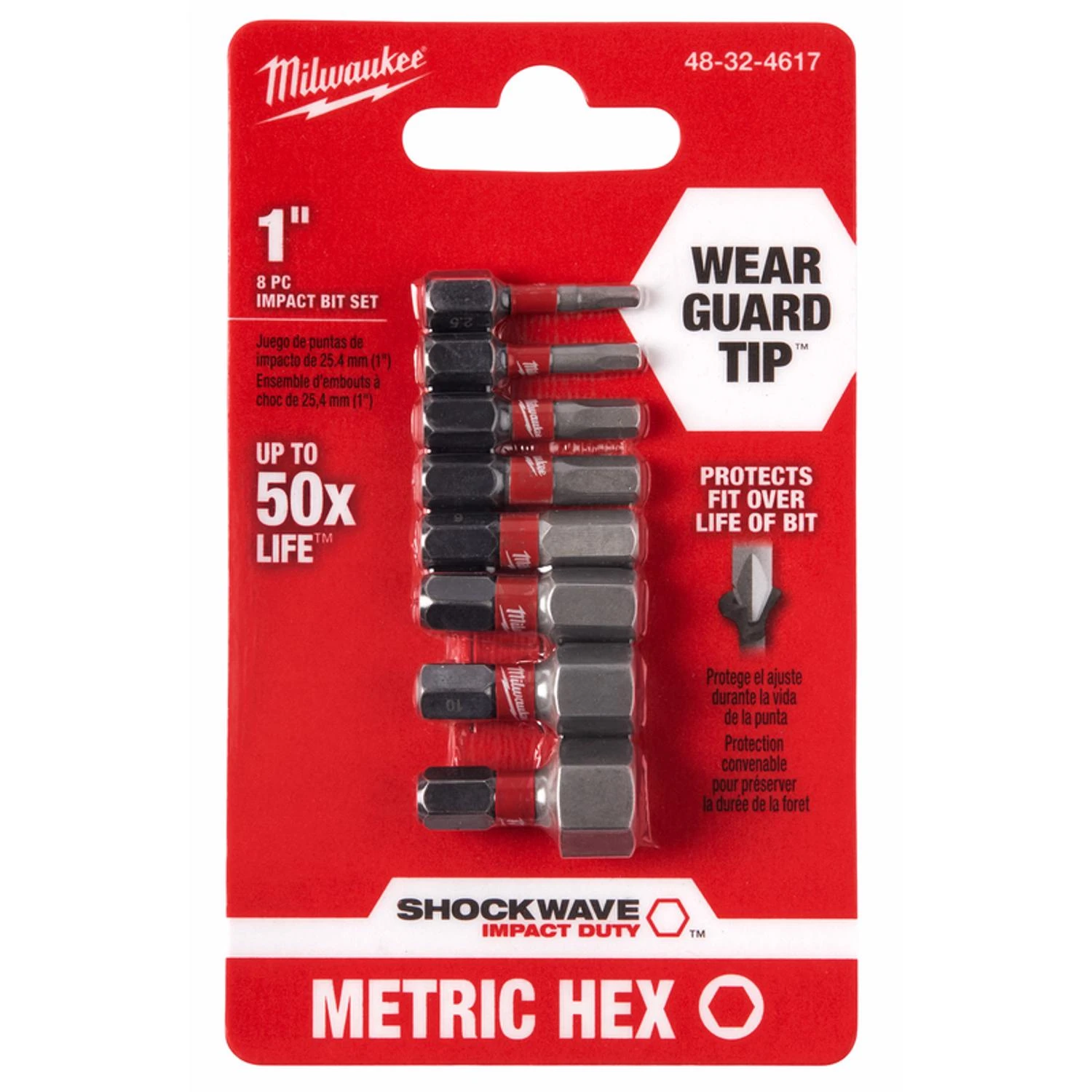 Shockwave Hex 1 In. L Impact Insert Bit Set Steel 8 Piece