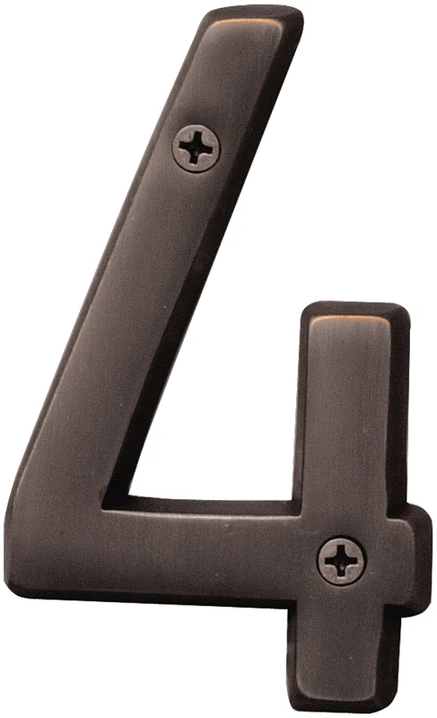 Hy-ko Prestige Series 4 In. Oil Rubbed Bronze House Number Four - Dimensional Brass