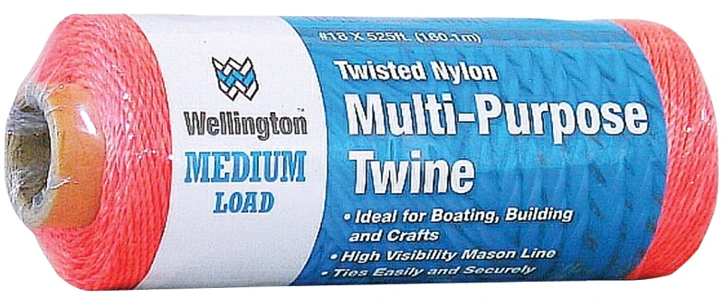 525 Ft L Neon Orange Twisted Nylon Twine - High Visibility For Crafts & Boating