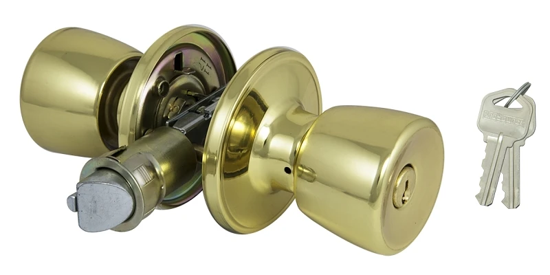 T-5764pb-et Mobilehome Entry Lockset, Brass, 4-way Tulip, 2-3/8 - 2-3/4 In Backset, 3 Pk